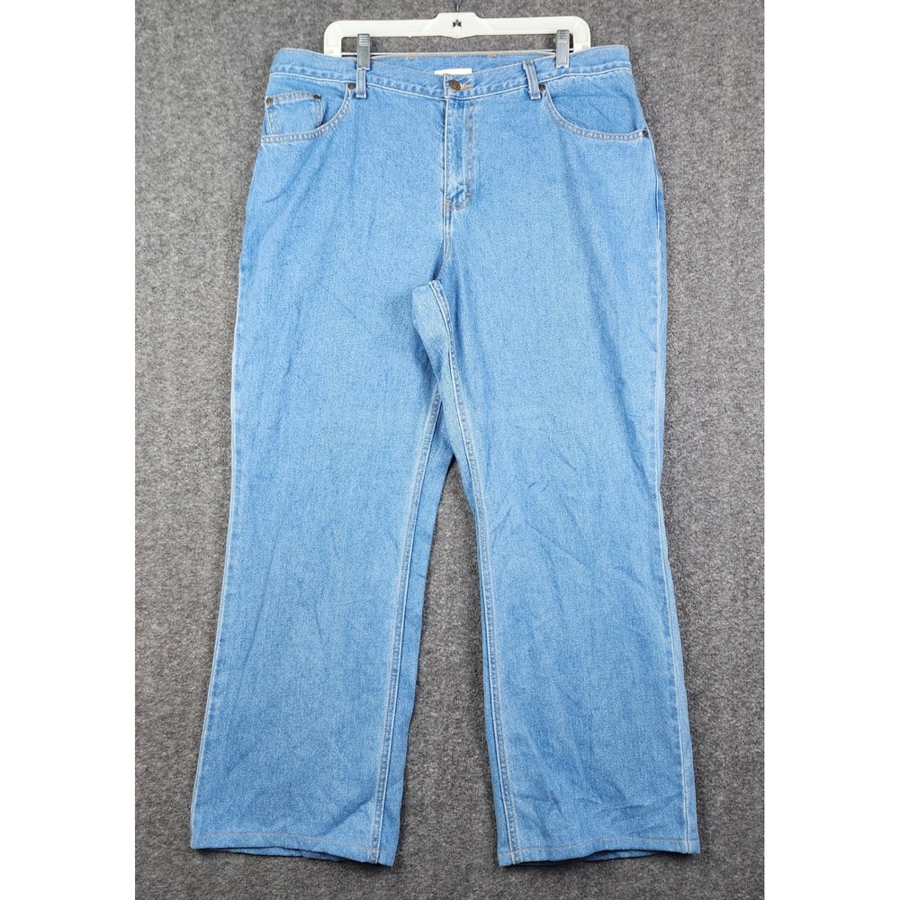 Newport News Jeanology Jeans Women 16W Light Wash Blue High Rise Straight E4568‎